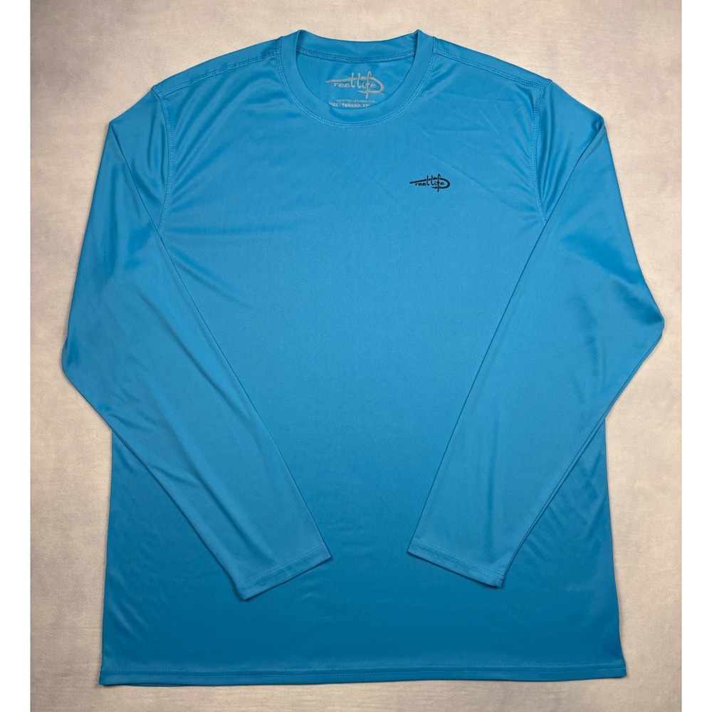 Reel Life Fishing Shirt Mens XXL Blue‎ American Flag Wave UV Performance XXL